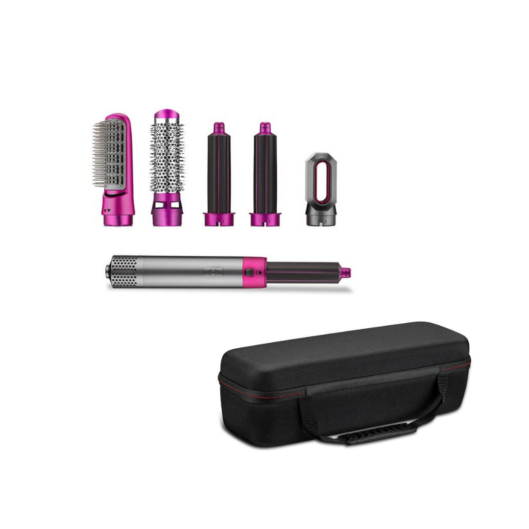 5 in 1 hot air styler, airwrap, dupe, hot hair brush, 5 attachments, faux leather case, travel case